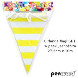 Girlanda flagi w paski jasnożółta 27.5cmx10m - 1