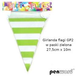 Girlanda flagi w paski zielona 27.5cmx10m