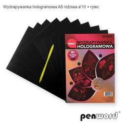 Wydrapywanka hologramowa A5 różowa - 1