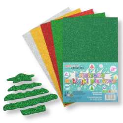 Kreatywne naklejki piankowe Choinki BN1 brokatowe 20,3x31,2cm mix kolorów 5 arkuszy, cena za op (5902557434442)