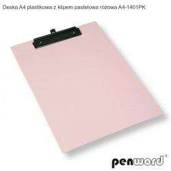 Deska A4 plastikowa z klipem pastel różowa - 1