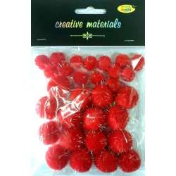 Pompony glitter czerwone 15x25mm 30szt