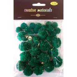 Pompony glitter zielone 15x25mm 30szt