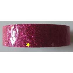 Taśma brokatowa z gwiazdkami różowa 18mmx2m