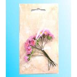Kwiatki papierowe margerytki różowe wiązka 10szt