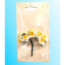 Kwiatki papierowe różyczki biało-żółte