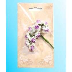 Kwiatki papierowe różyczki biało-fioletowe