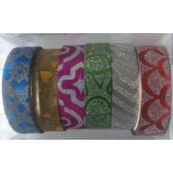 Taśma ozdobna wzorki brokat 10mmx4m 6szt