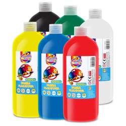 Farby plakatowe w butelkach 1000ml (6 kolorów) - 1