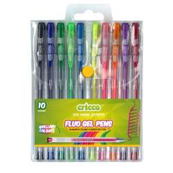 Długopisy żelowe fluorescencyjne 10 kolorów CRICCO