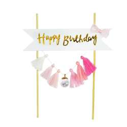 Piker Happy Birthday różowy - 1