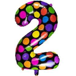 Balon foliowy cyferka 2 w kropki - 1