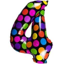 Balon foliowy cyferka 4 w kropki - 1