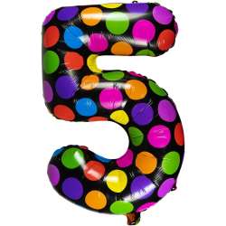Balon foliowy cyferka 5 w kropki - 1