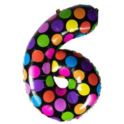 Balon foliowy cyferka 6 w kropki - 1
