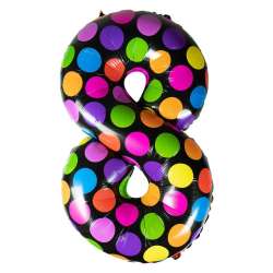 Balon foliowy cyferka 8 w kropki - 1