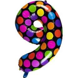 Balon foliowy cyferka 9 w kropki - 1
