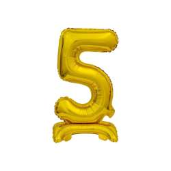 Balon foliowy B&C cyfra 5 stojący złoty 38cm (BC-ATZ5) - 1