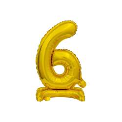 Balon foliowy B&C Cyfra stojąca 6, złota, 38 cm (BC-ATZ6)