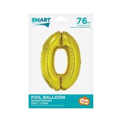 Balon foliowy cyfra 0 złota Smart 76cm (CH-SZL0)