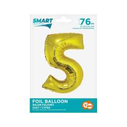 Balon foliowy cyfra 5 złota Smart 76cm (CH-SZL5) - 1