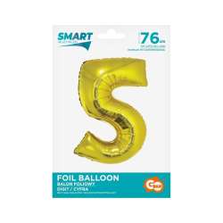 Balon foliowy cyfra 5 złota Smart 76cm (CH-SZL5)