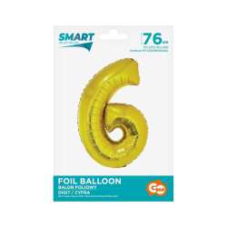 Balon foliowy cyfra 6 złota Smart 76cm (CH-SZL6) - 1