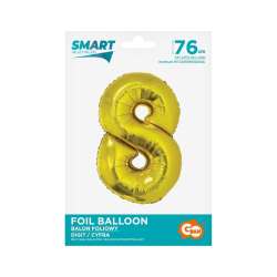 Balon foliowy cyfra 8 złota Smart 76cm (CH-SZL8) - 1