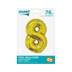 Balon foliowy cyfra 8 złota Smart 76cm (CH-SZL8)