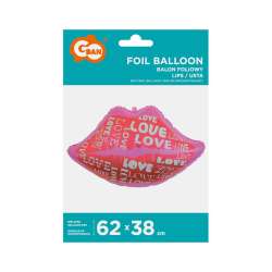 Balon foliowy Usta z napisem Love 62x38cm (FG-HULO) - 1