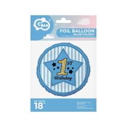 Balon foliowy 1st Birthday, niebieski 45 cm (FG-IBDN)