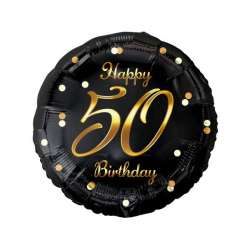 Balon foliowy B&C Happy 50 Birthday czarno-złoty (FG-O50Z)