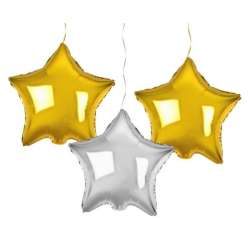 Balony foliowe B&C Gwiazdy złote i srebrne 3szt