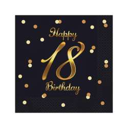 Serwetki Happy 18 Birthday czarne 33x33cm 20szt (PG-S18C) - 1
