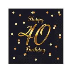 Serwetki B&C Happy 40 Birthday czarne 20szt (PG-S40C) - 1