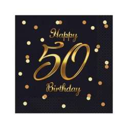 Serwetki B&C Happy 50 Birthday czarne 20szt (PG-S50C) - 1