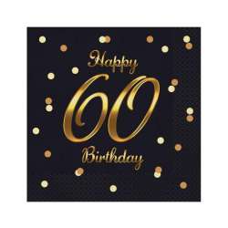 Serwetki Happy 60 Birthday czarne 33x33cm 20szt (PG-S60C)