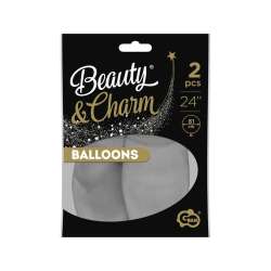 Balony Beauty&Charm pastelowe szare 61cm 2szt - 1