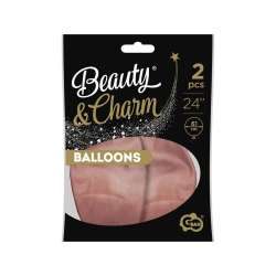 Balony Beauty&Charm platynowe różowe zł. 61cm 2szt - 1