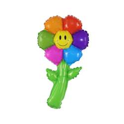 Balon foliowy kwiatek tęczowy 19x38cm
