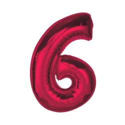 Balon foliowy cyfra 6 czerwona Smart 92cm - 1