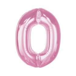 Balon foliowy cyfra 0 jasnoróżowa Smart 92cm - 1