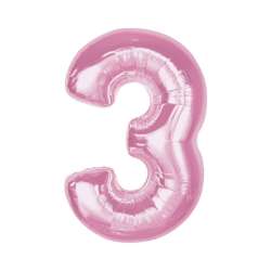 Balon foliowy cyfra 3 jasnoróżowa Smart 92cm - 1