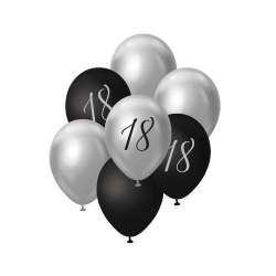 Balony B&C bukiet srebrno-czarny 45cm 7szt - 1