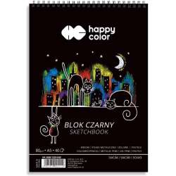 Blok A5/40K czarny Koty 80g spirala HAPPY COLOR - 1