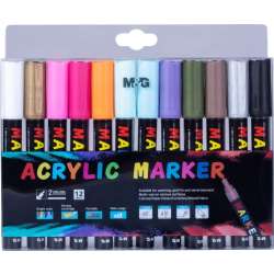 Markery akrylowe 1-2mm 12 kolorów M&G
