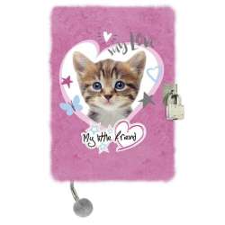 Pamiętnik z kłódką włochacz A5 96k My Little Friend Kot różowy (5903235623240) - 1