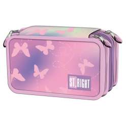 Piórnik potrójny z wyposażeniem ST.RIGHT PC-05 Pink Butterflies (5903235680045) - 1