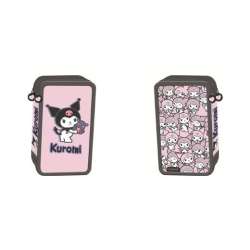 Piórnik potrójny z wyposażeniem Kuromi pink - 1