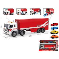 Ciężarówka 1:16 + autka x4 światło dźwięk